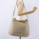 GUCCI Bamboo Shoulder Bag Leather 2way Beige Gold 001 2113 1577 Auth ep11942-23