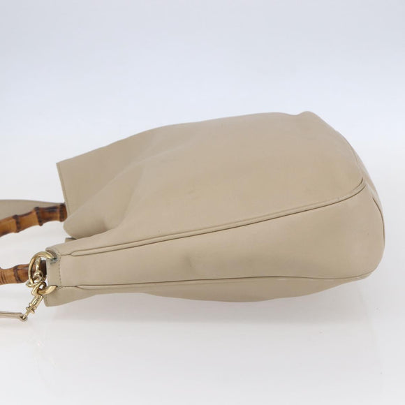 GUCCI Bamboo Shoulder Bag Leather 2way Beige Gold 001 2113 1577 Auth ep11942