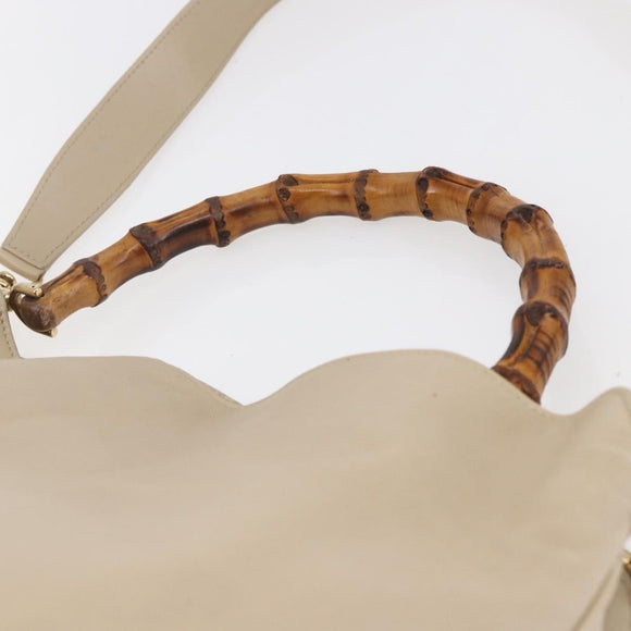 GUCCI Bamboo Shoulder Bag Leather 2way Beige Gold 001 2113 1577 Auth ep11942