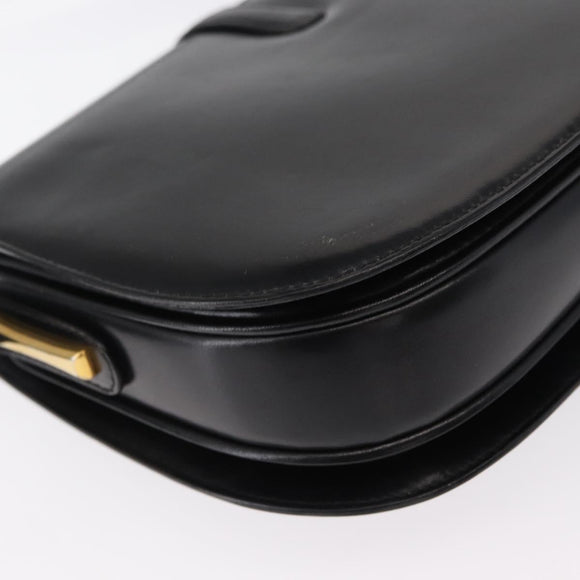GUCCI Shoulder Bag Leather Black Gold Auth ep11944