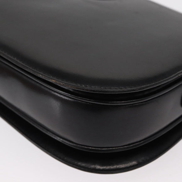 GUCCI Shoulder Bag Leather Black Gold Auth ep11944