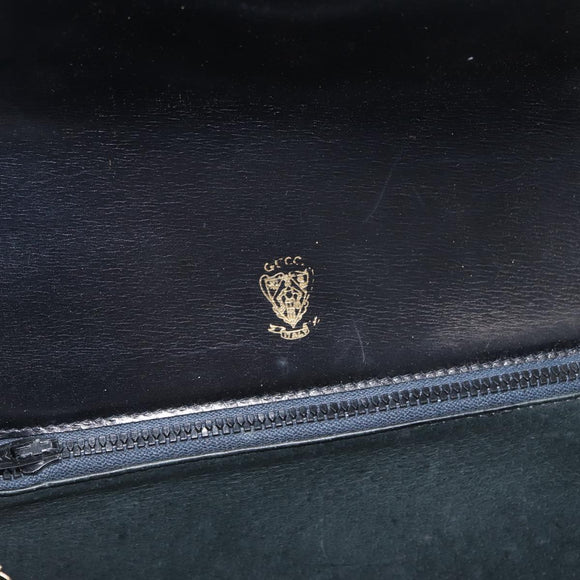 GUCCI Shoulder Bag Leather Black Gold Auth ep11944