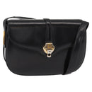 GUCCI Shoulder Bag Leather Black Gold Auth ep11944-1