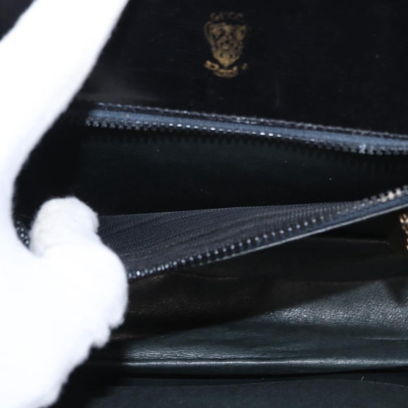 GUCCI Shoulder Bag Leather Black Gold Auth ep11944