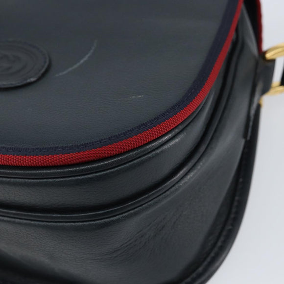 GUCCI Shoulder Bag Leather Navy Gold 007 261 0107 Auth ep11947