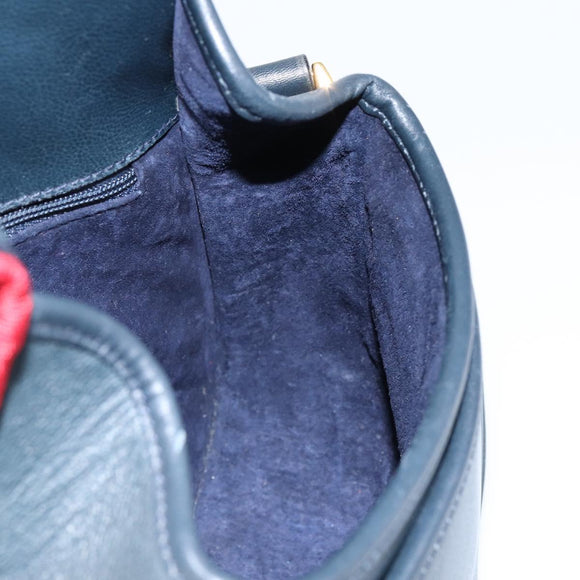 GUCCI Shoulder Bag Leather Navy Gold 007 261 0107 Auth ep11947