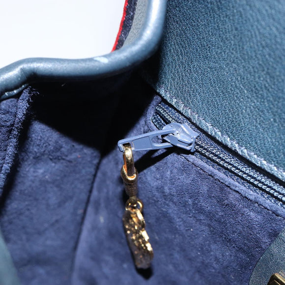 GUCCI Shoulder Bag Leather Navy Gold 007 261 0107 Auth ep11947