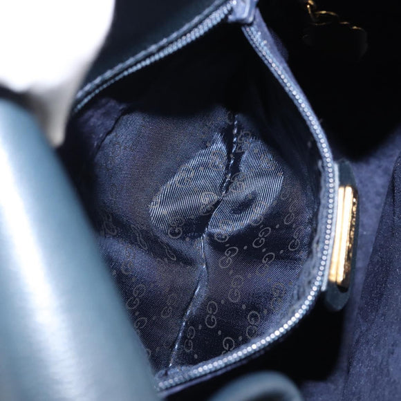 GUCCI Shoulder Bag Leather Navy Gold 007 261 0107 Auth ep11947