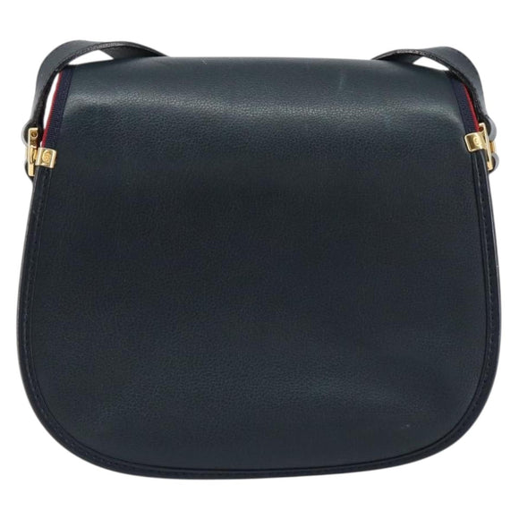 GUCCI Shoulder Bag Leather Navy Gold 007 261 0107 Auth ep11947