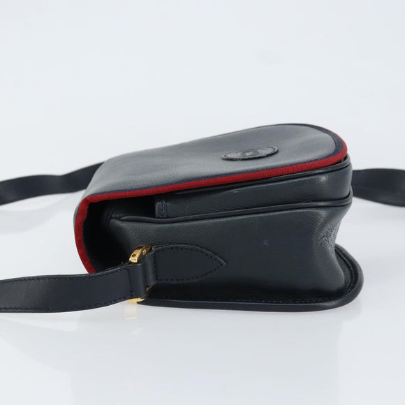 GUCCI Shoulder Bag Leather Navy Gold 007 261 0107 Auth ep11947