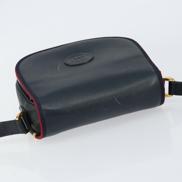 GUCCI Shoulder Bag Leather Navy Gold 007 261 0107 Auth ep11947