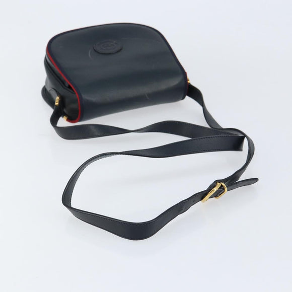 GUCCI Shoulder Bag Leather Navy Gold 007 261 0107 Auth ep11947
