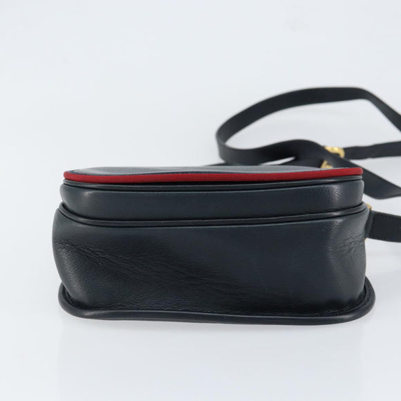 GUCCI Shoulder Bag Leather Navy Gold 007 261 0107 Auth ep11947