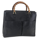 GUCCI Bamboo Hand Bag Leather Black Gold Auth ep11949-1