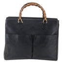 GUCCI Bamboo Hand Bag Leather Black Gold Auth ep11949-13