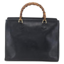 GUCCI Bamboo Hand Bag Leather Black Gold Auth ep11949-2