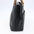 GUCCI Bamboo Hand Bag Leather Black Gold Auth ep11949-3
