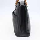 GUCCI Bamboo Hand Bag Leather Black Gold Auth ep11949-4