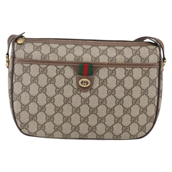 GUCCI GG Supreme Web Sherry Line Bag PVC Beige Gold 89 02 077 Auth ep11951