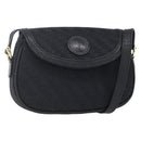 GUCCI Shoulder Bag Canvas Black Gold Auth ep11952-1
