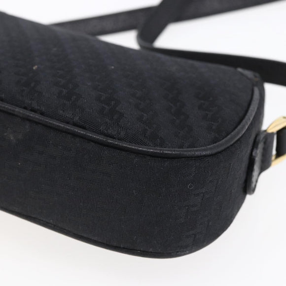 GUCCI Shoulder Bag Canvas Black Gold Auth ep11952