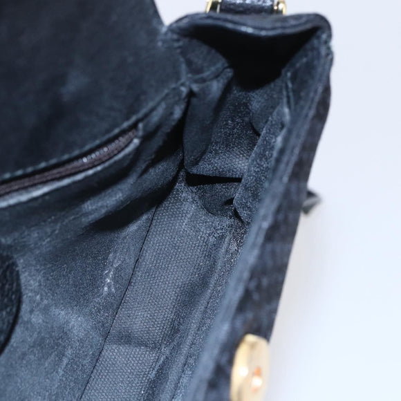 GUCCI Shoulder Bag Canvas Black Gold Auth ep11952