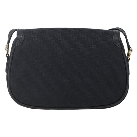 GUCCI Shoulder Bag Canvas Black Gold Auth ep11952