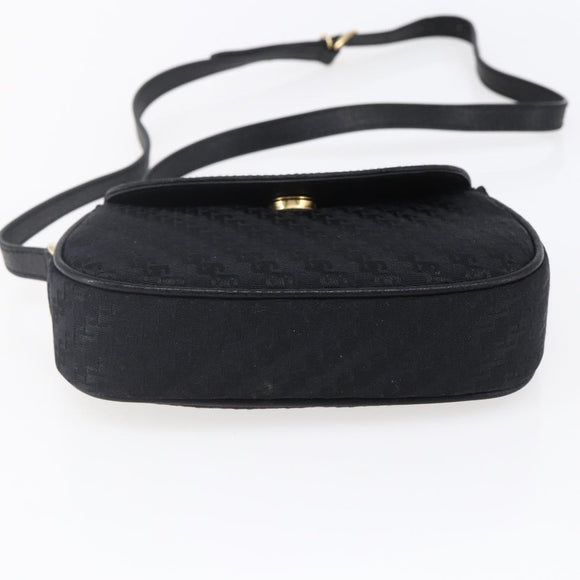 GUCCI Shoulder Bag Canvas Black Gold Auth ep11952