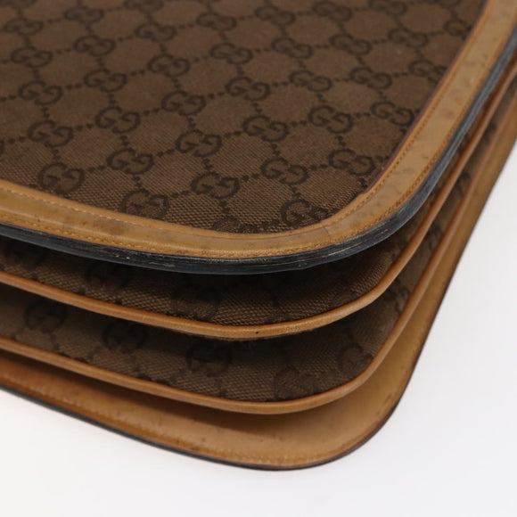 GUCCI GG Canvas Shoulder Bag Brown Gold Auth ep11953