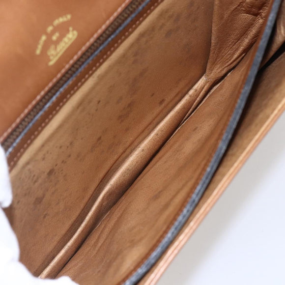 GUCCI GG Canvas Shoulder Bag Brown Gold Auth ep11953