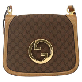 GUCCI GG Canvas Shoulder Bag Brown Gold Auth ep11953 - 0