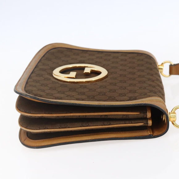 GUCCI GG Canvas Shoulder Bag Brown Gold Auth ep11953