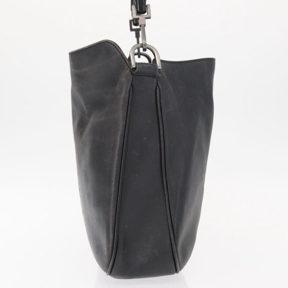 GUCCI Bamboo Shoulder Bag Leather 2way Black 001 1638 2404 Auth ep11956