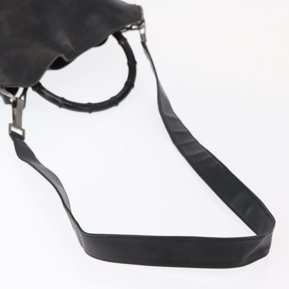 GUCCI Bamboo Shoulder Bag Leather 2way Black 001 1638 2404 Auth ep11956