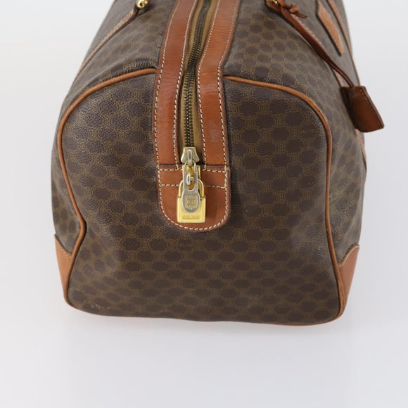 CELINE Macadam Canvas Boston Bag PVC Brown Gold Auth ep11958