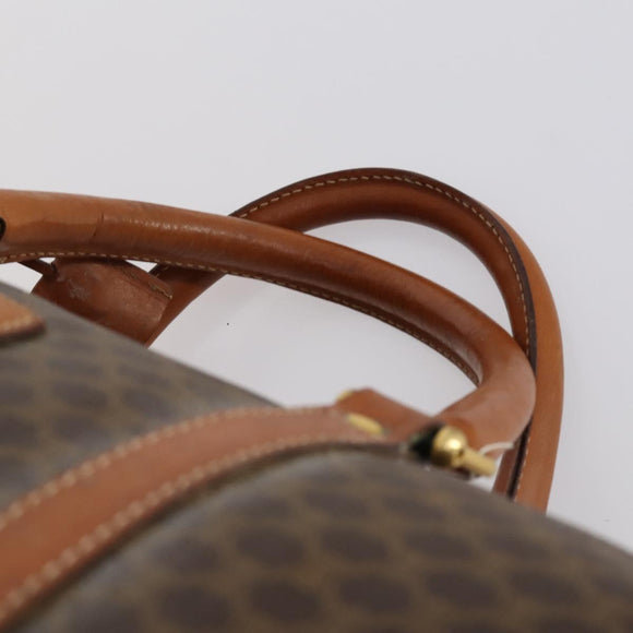 CELINE Macadam Canvas Boston Bag PVC Brown Gold Auth ep11958