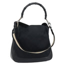 GUCCI GG Canvas Bamboo Shoulder Bag 2way Black Silver 001 4095 Auth ep11959-1