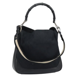 GUCCI GG Canvas Bamboo Shoulder Bag 2way Black Silver 001 4095 Auth ep11959