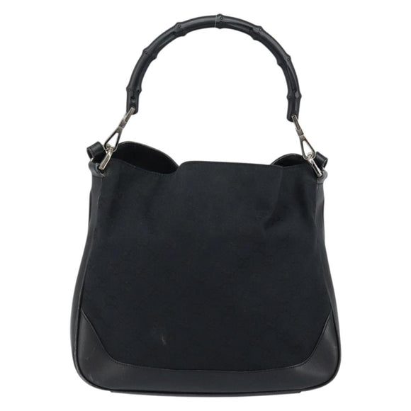 GUCCI GG Canvas Bamboo Shoulder Bag 2way Black Silver 001 4095 Auth ep11959
