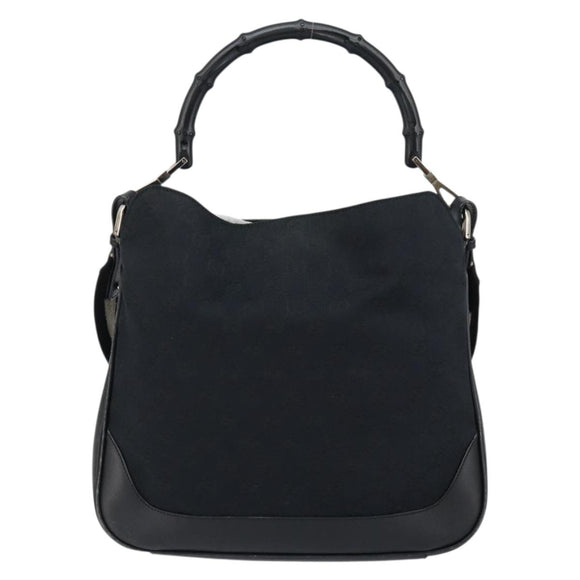 GUCCI GG Canvas Bamboo Shoulder Bag 2way Black Silver 001 4095 Auth ep11959