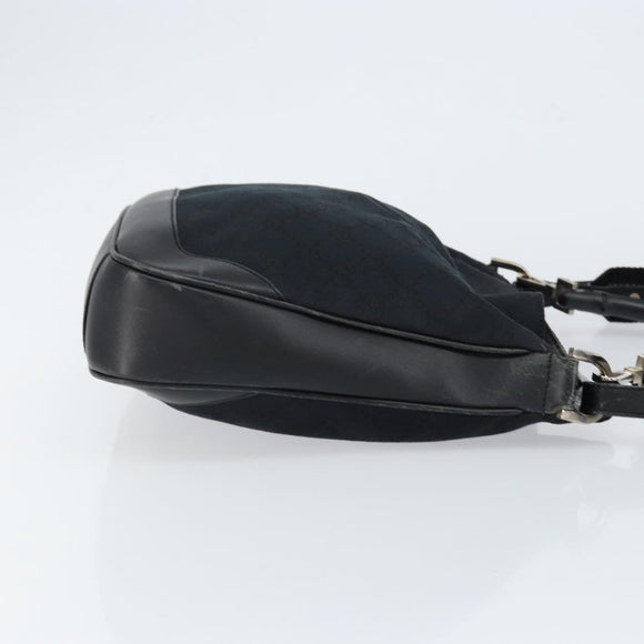 GUCCI GG Canvas Bamboo Shoulder Bag 2way Black Silver 001 4095 Auth ep11959