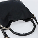 GUCCI GG Canvas Bamboo Shoulder Bag 2way Black Silver 001 4095 Auth ep11959-6
