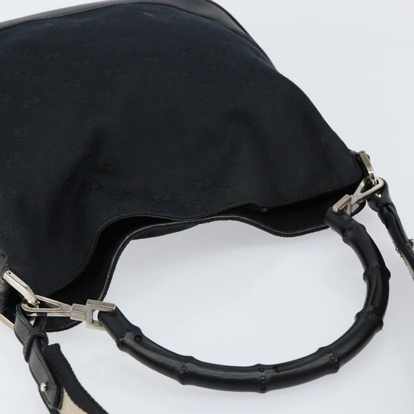 GUCCI GG Canvas Bamboo Shoulder Bag 2way Black Silver 001 4095 Auth ep11959