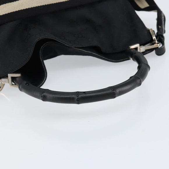GUCCI GG Canvas Bamboo Shoulder Bag 2way Black Silver 001 4095 Auth ep11959