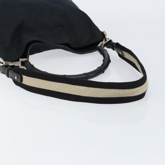 GUCCI GG Canvas Bamboo Shoulder Bag 2way Black Silver 001 4095 Auth ep11959