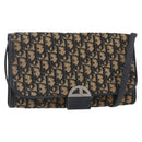 Christian Dior Trotter Canvas Shoulder Bag Navy Gold Auth ep11961-1