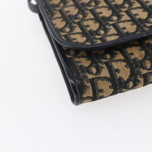 Christian Dior Trotter Canvas Shoulder Bag Navy Gold Auth ep11961