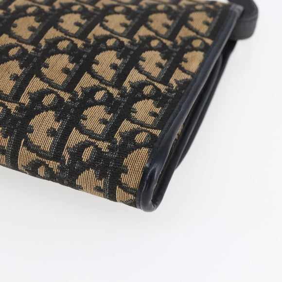 Christian Dior Trotter Canvas Shoulder Bag Navy Gold Auth ep11961