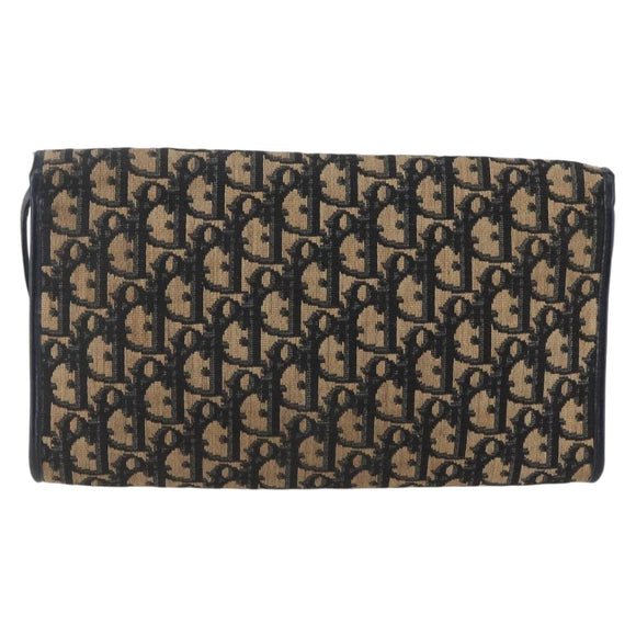 Christian Dior Trotter Canvas Shoulder Bag Navy Gold Auth ep11961