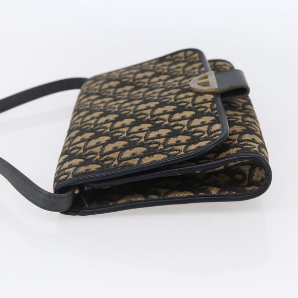 Christian Dior Trotter Canvas Shoulder Bag Navy Gold Auth ep11961